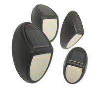LED ATOMANT Pack 4x Aplique Solar LED de Pared Negro, Color Blanco Calido (3000K), 30LM, IP65, Luces Ideales para Escaleras, Peldaños y Terraza, Iluminacion Solar Exterior Automatica sin Cables