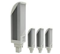 LED ATOMANT Pack 4x Bombilla LED PL G24 7W, 2 pin. Blanco Frio (6500K). 700 lumenes reales. Sustitucion plc 26w de gas.