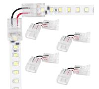 LED ATOMANT Pack 4x Conector Flexible en L a 90° para Tiras LED Monocromo 10mm, Union Sin Soldadura para Tramos Separados, Instalacion Facil y Rapida, Ideal para Montajes Continuos