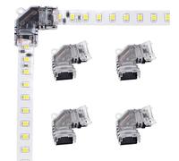 LED ATOMANT Pack 4x Conector Rigido en L a 90° para Tiras LED Monocromo de 10mm, Ideal para Esquinas en Techos y Muebles, Union sin Soldadura, Montaje Rapido, Seguro y sin Herramientas