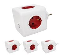 LED ATOMANT Pack 4X Cubo Enchufe USB 16A 6 en 1, Ladrón Enchufe Múltiple Pared con 4 Tomas CA, 2 USB 3.0 con Interruptor