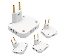 LED ATOMANT Pack 4X Ladrón Enchufe Ultra Plano Blanco con 3 Enchufes Doble (Europeo y Americano) Cabezal Giratorio 180º