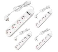 LED ATOMANT Pack 4X Regleta Inteligente WiFi USB, Enchufe Multiple Alargador con 4 Tomas, 2 Puertos USB y 1 Tipo C, Regleta WiFi con Interruptor, Smart Life y Tuya, Compatible con Alexa y Google Home