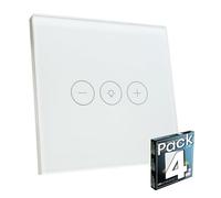 LED ATOMANT Pack 4x Regulador de Cristal Inteligente Wifi, Regulador luz de pared, Control Mediante APP Smart Life, Compatible con Alexa y Google Assistant, Pulsador Tactil Atenuador Iluminacion