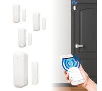 LED ATOMANT Pack 4X Sensor Apertura Puerta WiFi y Ventana Inteligente con Aviso movil, Detector Puerta Abierta Compatible con Alexa y Google Home
