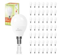 LED ATOMANT Pack 50x Bombilla LED E14 G45 9W, Color Blanco Calido (3000K), 950 Lumenes, Casquillo fino, Equivalente a 95W tradicional