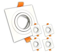 LED ATOMANT Pack 5x Aro Cuadrado para Foco Empotrable Aluminio Lacado Blanco. Aro Downlight. Soporte para GU10.