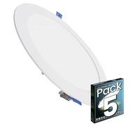LED ATOMANT Pack 5x Downlight LED Panel Extraplano Redondo 220mm 20W, 1800 lumenes, Color Luz Fria (6500K), Corte estandar 200mm, Driver incluido