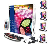 LED ATOMANT Pack 5x KIT de 5 metros de Tira de Luz LED RGB Directa a 220v con Controlador y Mando RF. Color RGB Impermeable. Corte cada 12,5cm.