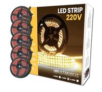 LED ATOMANT Pack 5x Rollo de 10 metros de Tira de Luz LED Directa a 220v, 12W/m, Color Blanco Neutro (4500K), Impermeable (IP65), Corte cada 10cm