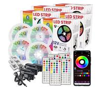 LED ATOMANT Pack 5x Tira LED Bluetooth de 5 Metros, Tira Luz LED RGB a 12V, 16 Millones de Colores, Sincronizacion Musical y Modos Dinamicos, Control App y Mando