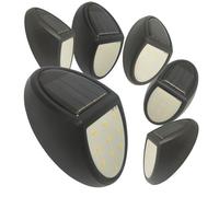 LED ATOMANT Pack 6x Aplique Solar LED de Pared Negro, Color Blanco Calido (3000K), 30LM, IP65, Luces Ideales para Escaleras, Peldaños y Terraza, Iluminacion Solar Exterior Automatica sin Cables