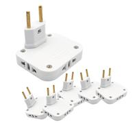 LED ATOMANT Pack 6X Ladrón Enchufe Ultra Plano Blanco con 3 Enchufes Doble (Europeo y Americano) Cabezal Giratorio 180º