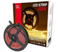 LED ATOMANT Rollo de 5 metros de Tira de Luz LED Directa a 220v, 12W/m, Color Blanco Calido (3000K), Impermeable (IP65), Corte cada 10cm