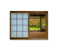 LED Backlit Faux Window Wall Art, Framed Japanese Scenery Landscape Canvas Print, Lighted Fake Window View Nature Wall Decor For Living Room Bedroom Home Decoration(Multi-colored-A,120x80cm)