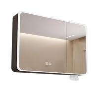 LED Bathroom Mirror Cabinet with 3 Doors Gray Medicine Cabinet for Recessed or Surface Mount Stylish Storage with Integrated Lighting 31x28x5in