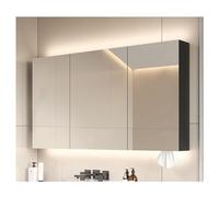 LED Bathroom Mirror Cabinet with Dimmer & Defogger 2 Door Wall Mounted Storage Cupboard Touch Switch Recessed/Surface Mount Modern Design (Color: B Size: W90*H70cm)