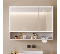 LED Bathroom Mirror with Medicine Cabinet Smart Touch Dimming Makeup Mirror Anti Fog Feature Storage Cabinet with LED Lights Ideal for Modern Bathrooms.