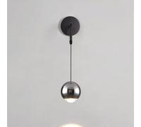 Led Bedside Wall Lamp Spherical Lampshade Design Wall Light Simple Nordic Style Aluminum Wall Sconce Hanging Wire Adjustable, Home Decor Lighting Fixture for Bed(Dark Color)/Light Color