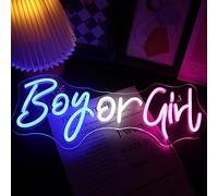 Led "Boy or Girl" Neon Signs Gender Reveal Party Decorations Neon Letters Signs Pregnancy Announcement Party Supplies Baby Shower Yard Signs(blue-pink)