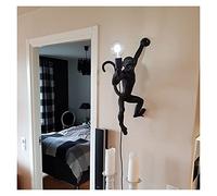 LED CANDELIERS, Lámpara de mono Resina Negro Blanco Gold Derecho Izquierda Luz de pared de mono Compatible con la lámpara de dormitorio Luces de pared de apliques retro Lámpara de pared, Vintage