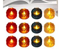 LED Candle Lights, Realistic Bright Flickering Tea Light | 12 Pieces Flower Shape Reusable | Electric Candle Lamp For Homeowners Renters Home Office Restaurant Dormitory Living Room Bedroom Study