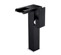 LED Cascada Grifo De Baño Grifo De Lavabo Estilo De Moderno Latón Monomando Alto Mezclador Baño Agua Fria Y Caliente Disponible, Grifo De Cuenca, Negro