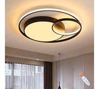 LED Ceiling Lamps Dimmable Living Room Lamp Round Ring Designer Ceiling Lamp with Remote Control Metal Acrylic Lighting Bedroom Dining Room Lights Hallway Pendant Light,Black,60cm