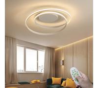LED Ceiling Light Creative Ring Bedroom Ceiling Lamp Dimmable with Remote Control Minimalism Living Room Ceiling Lights Restaurant Aluminum Lampshade Lighting,White