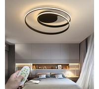 LED Ceiling Light Creative Ring Bedroom Ceiling Lamp Dimmable with Remote Control Minimalism Living Room Ceiling Lights Restaurant Aluminum Lampshade Lighting,Black