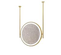 LED Ceiling Mirror Round 27.6"x27.6" Gold Bathroom Vanity Mirror with Touch Switch, 3 Color Lights, Metal Frame(Gold,80x80cm)