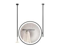 LED Ceiling Mirror Round 27.6"x27.6" Gold Bathroom Vanity Mirror with Touch Switch, 3 Color Lights, Metal Frame(Black,80x80cm)