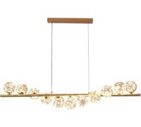 LED Chandelier, 11-Light Glass Globe Pendant Light, Adjustable Height Fixture for Dining Room & Kitchen Island, Contemporary Lighting for Dining Table