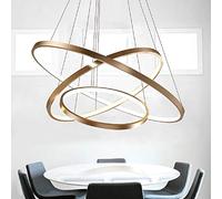 LED Chandelier Ceiling Lighting Circular Pendant Light Personalized Creative Three Rings Ceiling Fixtures White 100W LED Integrated Light Source Include,Gold,WhiteLight