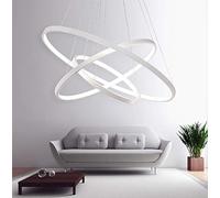 LED Chandelier Ceiling Lighting Circular Pendant Light Personalized Creative Three Rings Ceiling Fixtures White 100W LED Integrated Light Source Include,White,WarmLight