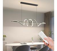 LED Chandelier Restaurant Pendant Light Dimmable 120cm with Remote Control Spiral Shape Creative Aluminum Island Lighting Fixture Suitable for Bedroom Kitchen Billiard Room Lighting(Bla