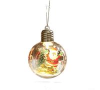 LED Christmas Ornament Clear Plastic Ball Light-Up(B) | Built-in button light, transparent shell, festive glow, easy hang loop, tree party decor