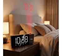 LED con proyector GreenBlue, radio FM, alarma, reloj de 12/24 horas, fuente de alimentación USB 5V CC + CR2032, GB172