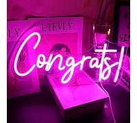 LED Congrats Neon Sign Pink Word Light Up Signs for Congratulations Graduation Ceremony Celebration Party, Home,Bar,College,Hotel,Restaurant,Cafe Decoration Graduation/Grad Gift (pink)