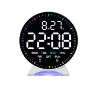 LED Digital Alarm Clock W ate Second Hand Display Brightness Adjustable 2 Alarms Table Ambient Light 12/24H Clock