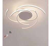 LED Dimmable Ceiling Light with Remote Control Kitchen Island Lamp Dining Table Creative Spiral Flower Shape Metal Acrylic Ceiling Chandelier Lighting for Living Room Bedroom Light,White