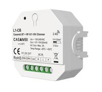 LED Dimmer Bluetooth Casambi 0-10V 1-10V, RF 2.4GHz y botón NO, Push Dim, Relé AC integrado 3A, Input AC220V, para controladores LED regulables 0/1-10V, compacto de caja empotrable o derivación