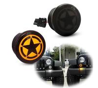 LED Doble Color Blanco Ámbar Hooke Road Star Logo para Jeep para Wrangler 2007 2008 2009 2010-2017 Luces Circulación Diurna Luces Señal Giro luz indicadora señal Giro(Road Star Logo)