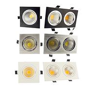 LED Downlight Ceiling Lamp Square Cob Dimmable 7W 9W 12W 14W 18W 24W 36W Recessed Spot Light (Body Color : Silver)
