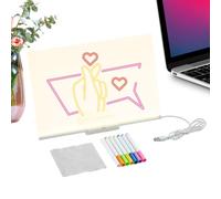 Led Drawing Board, Erasable Doodle Pad, Educational Writing Tool, Glowing Acrylic, Reusable Design, Home School Travel Use, 10x8 Inches, Multicolor, 1 Piece, Lightweight
