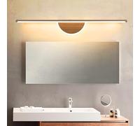 LED Espejo Baño Apliques de Pared Moderno Minimalista Larga Lámparas de Pared Metal Interior Iluminación para Maquillaje Baños Dormitorio Sala de Estar Espejo Gabinete (Luz CáLida Oscura Madera,80cm)