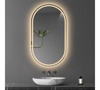 LED Espejo Ovalado, Espejo De Baño Con Luces,40x70cm|40x80cm|50x80cm|60x90cm, Espejo De Pared, Espejo De Vanidad Iluminado, 3 Colores De Luz Regulable, Interruptor Táctil (Size:40X80CM,Color:Estilo B)