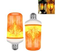LED Flame Effect Light Bulbs,LED Flame Light Bulb with Gravity Sensing,e27 base,flickering flame night light Outdoor with 4 mode,for Porch Lights, Halloween Party Decorations(2PCS) (Yellow)