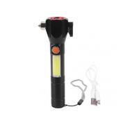 LED Flashlight Explosion Proof Rechargeable High Brightness Multifunctional Car Hammer Flashlight for Emergency Outdoor