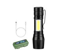 Led Flashlight Xpe Cob Light Rechargeable Flashlight Built-in Battery Zoom Flashlight 3 Mode Waterproof Emergency Torch